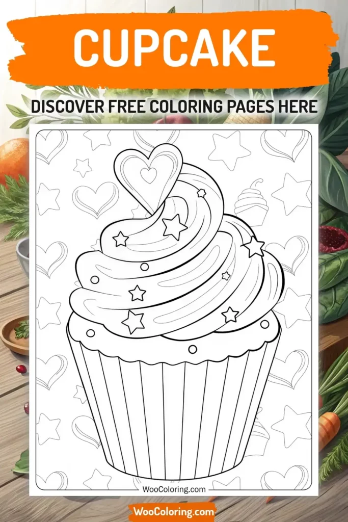 Cupcake coloring pages designs with food
