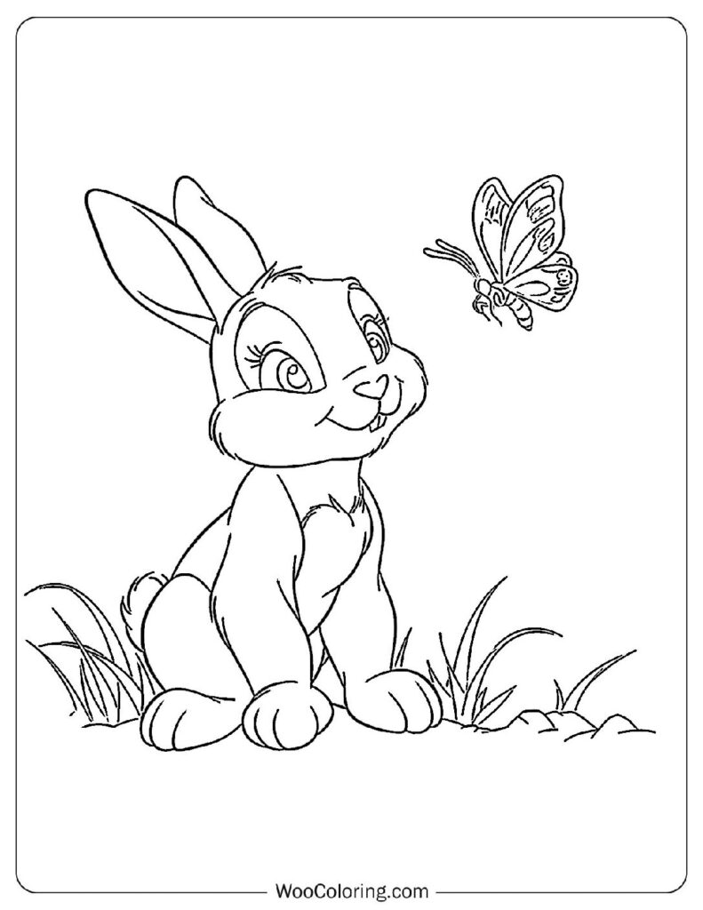 Curious Baby Rabbit Coloring Sheet