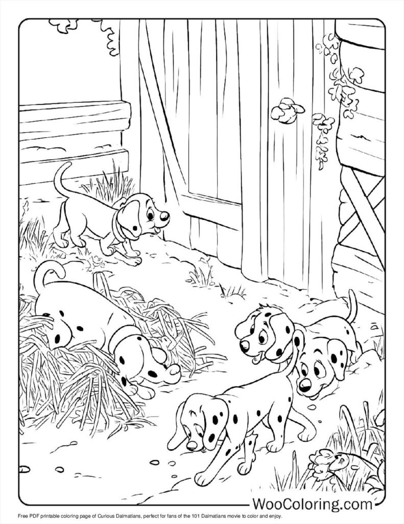 Curious Dalmatians Coloring In For Kids