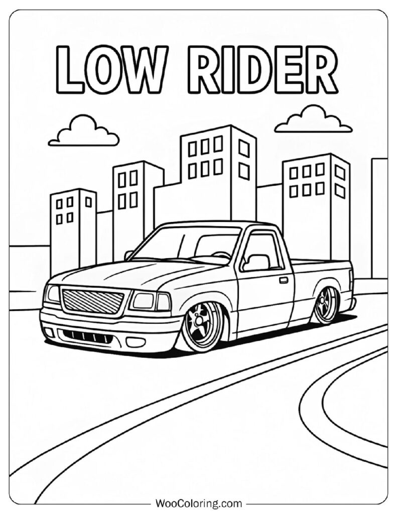 Custom Ford Lowrider Coloring Sheet for Preschoolers