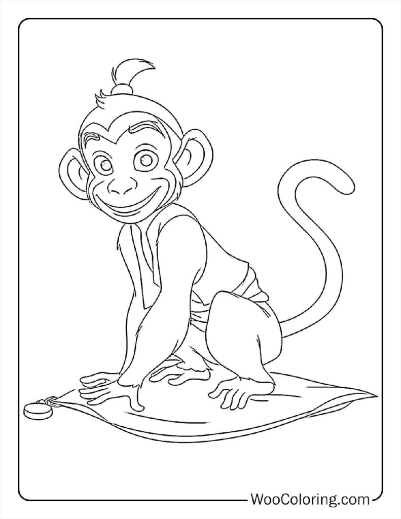 Cute Abu and Aladdin Coloring Page For Kids
