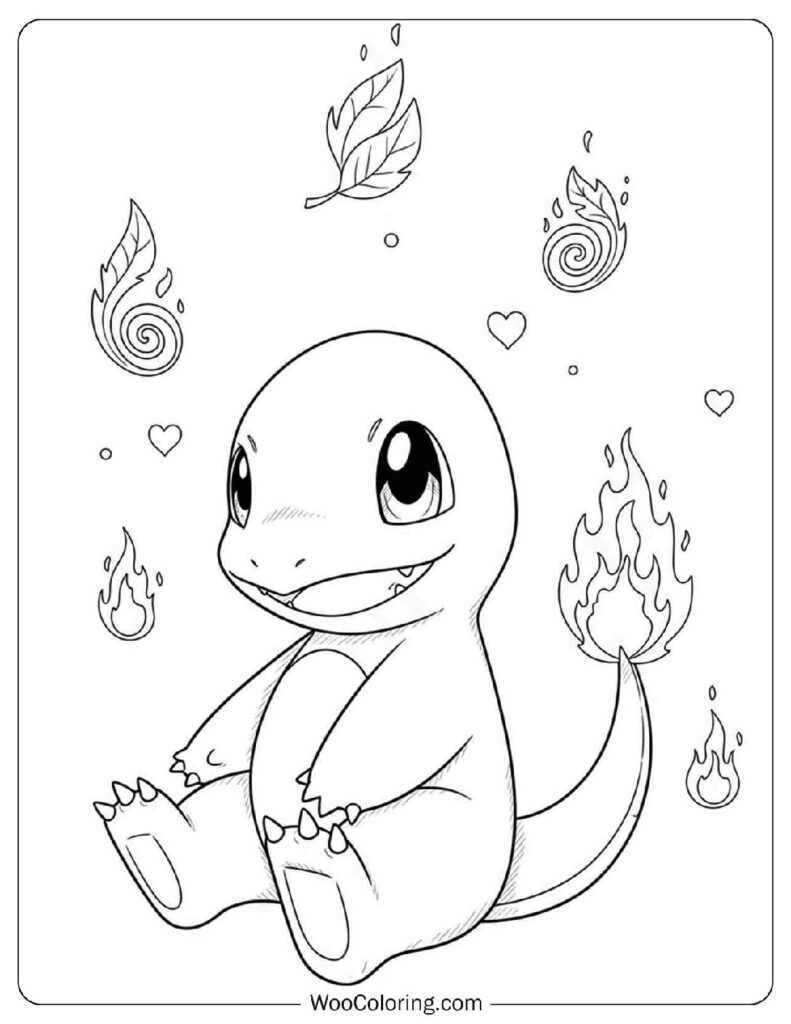 Cute Baby Charmander Cradling Flame