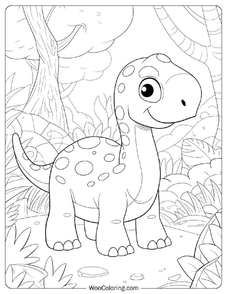 Cute Brachiosaurus To Color