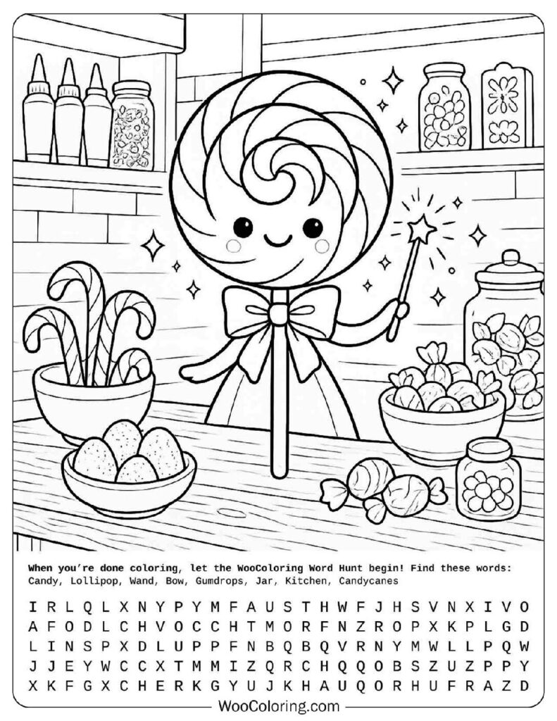 Cute Candy Fairy Coloring Sheet For Preschoolers