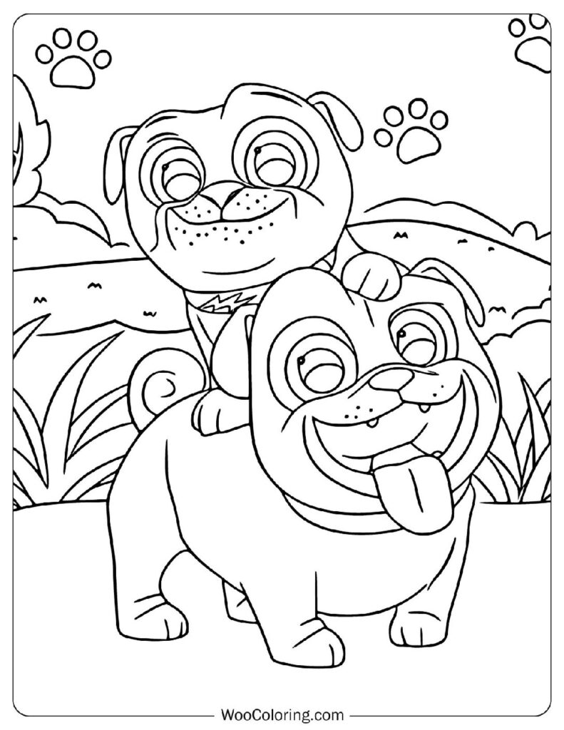 Bingo and Rolly the Playful Puppy Dog Pals Ready for Their Next Backyard Mission Coloring Picture