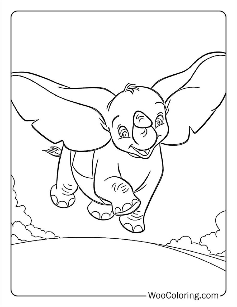 Cute Dumbo's Circus Adventure Coloring Page For Kids