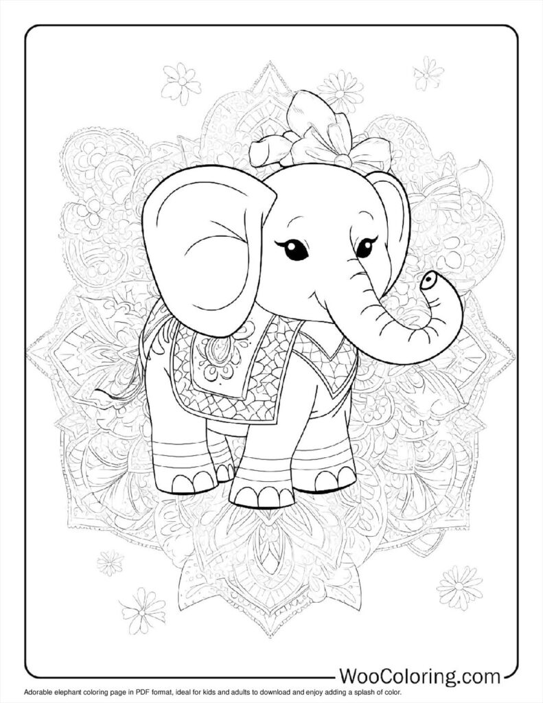 Cute Elephant Art To Color
