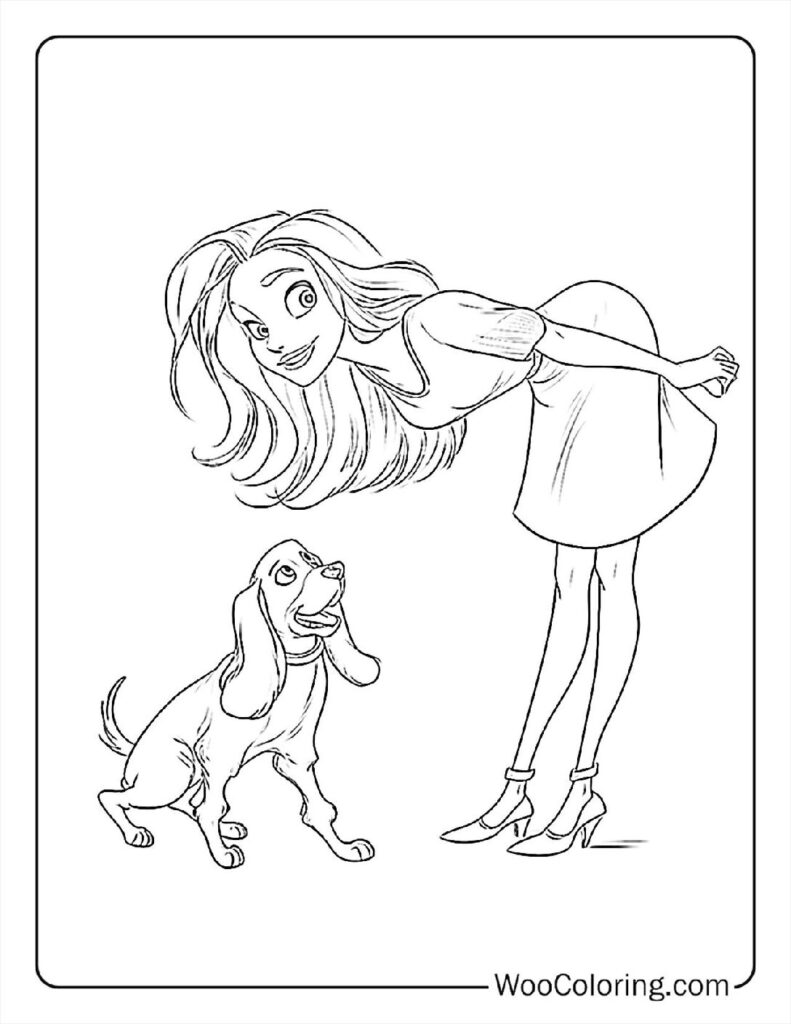 Cute Lady and Tramp Coloring Sheet