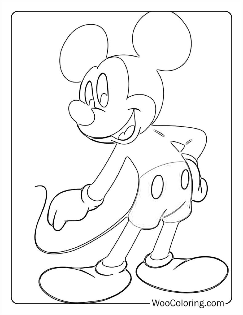 Cute Mickey with Friends Coloring Page