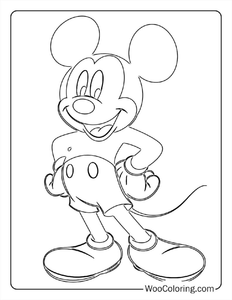 Cute Mickey's Cheerful Day Coloring In For Kids