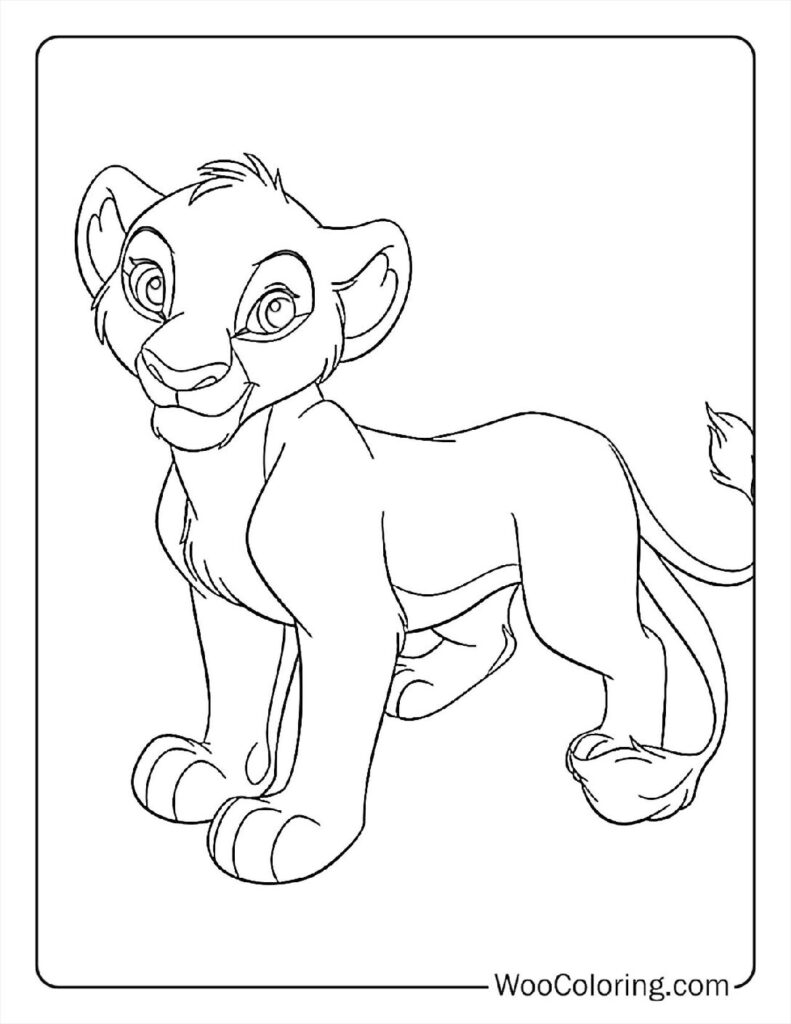 Cute Nala and Simba Coloring Page For Kids