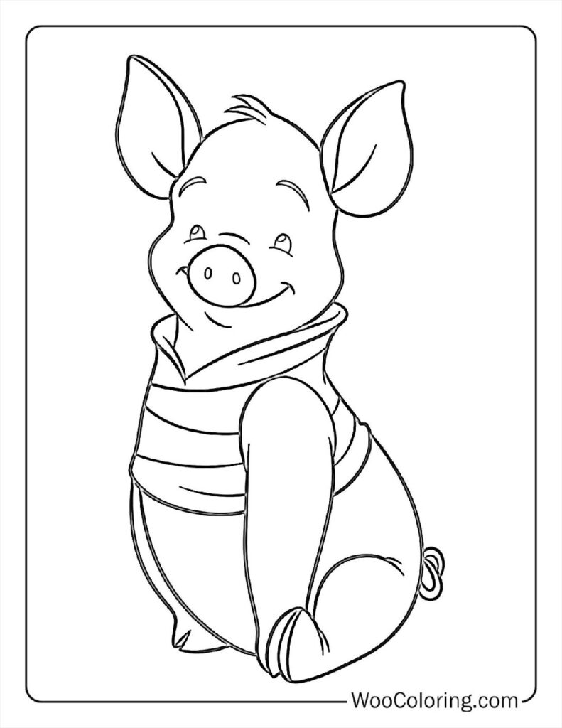 Cute Piglet's Adventure Coloring Sheet