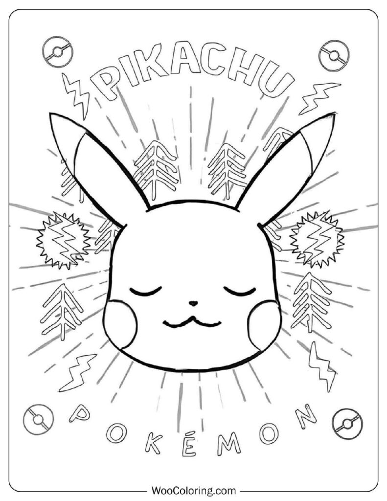 Cute Pikachu Face Coloring Page for Preschoolers
