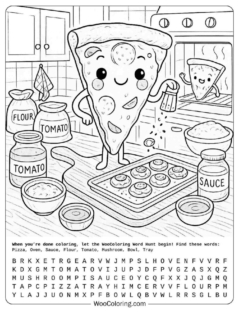 Cute Pizza Chef Making Mushrooms and Mozzarella