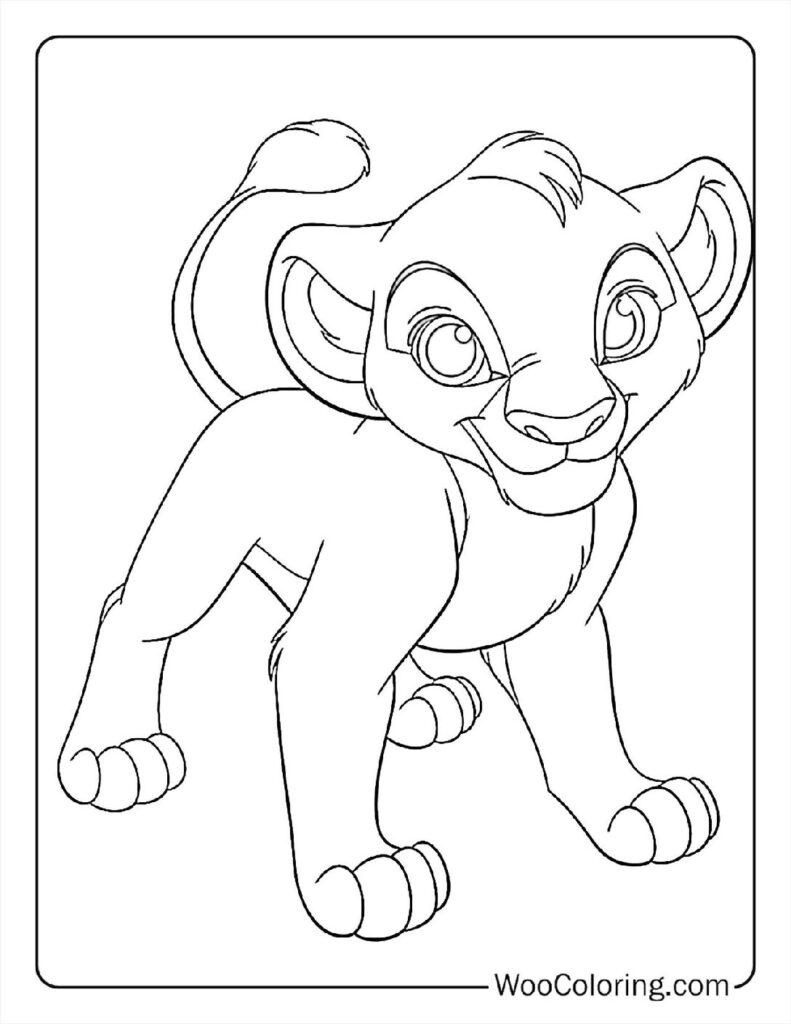 Cute Simba's Journey Coloring Page