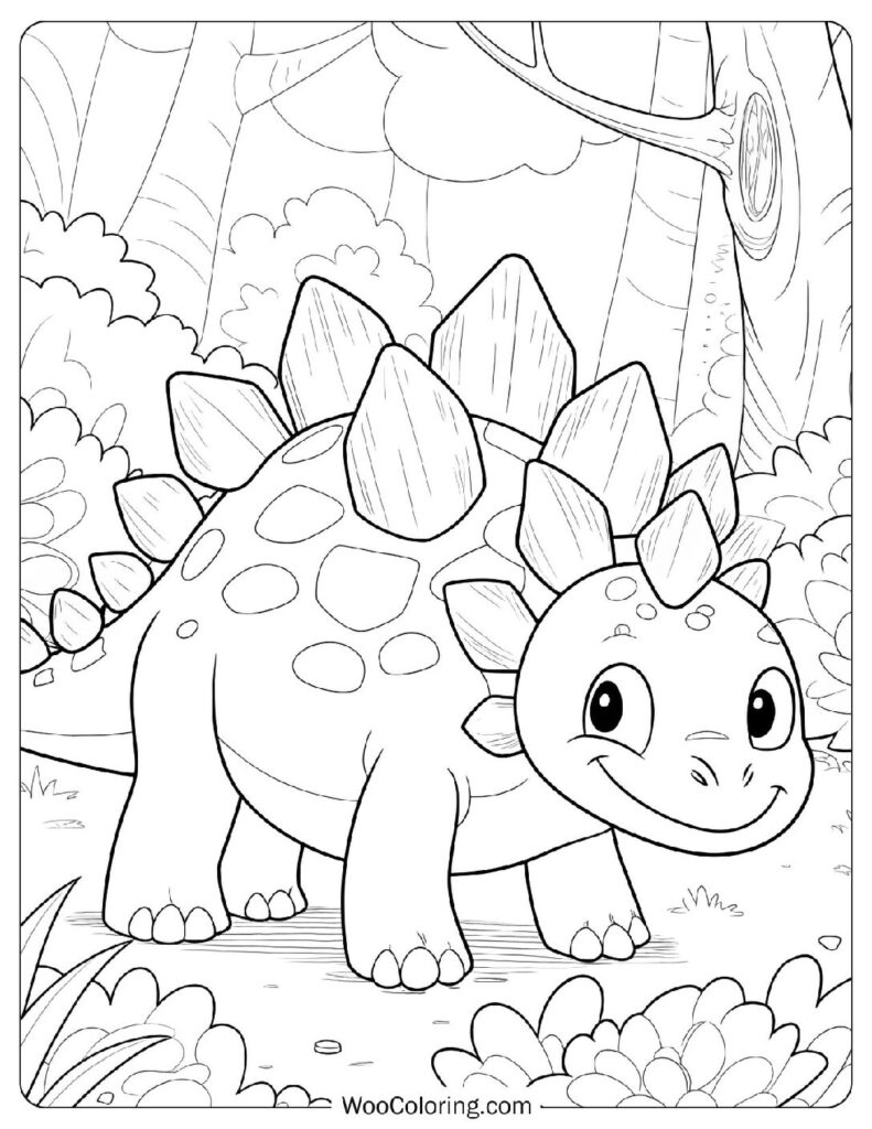 Cute Stegosaurus in the Forest