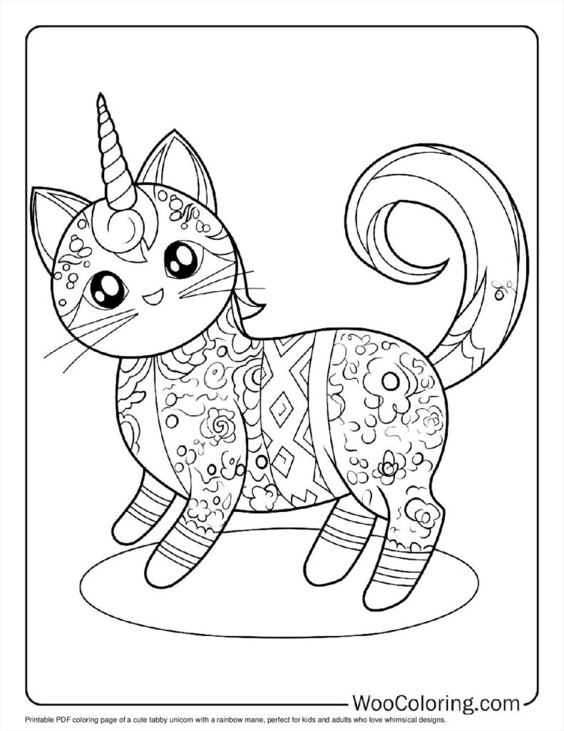 100  Unicorn Cat coloring pages  Free PDF To Print  - 77