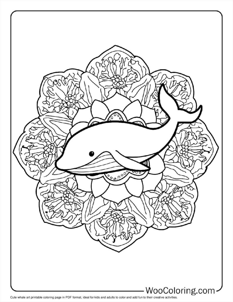 Cute Whale Art Coloring In For Kids