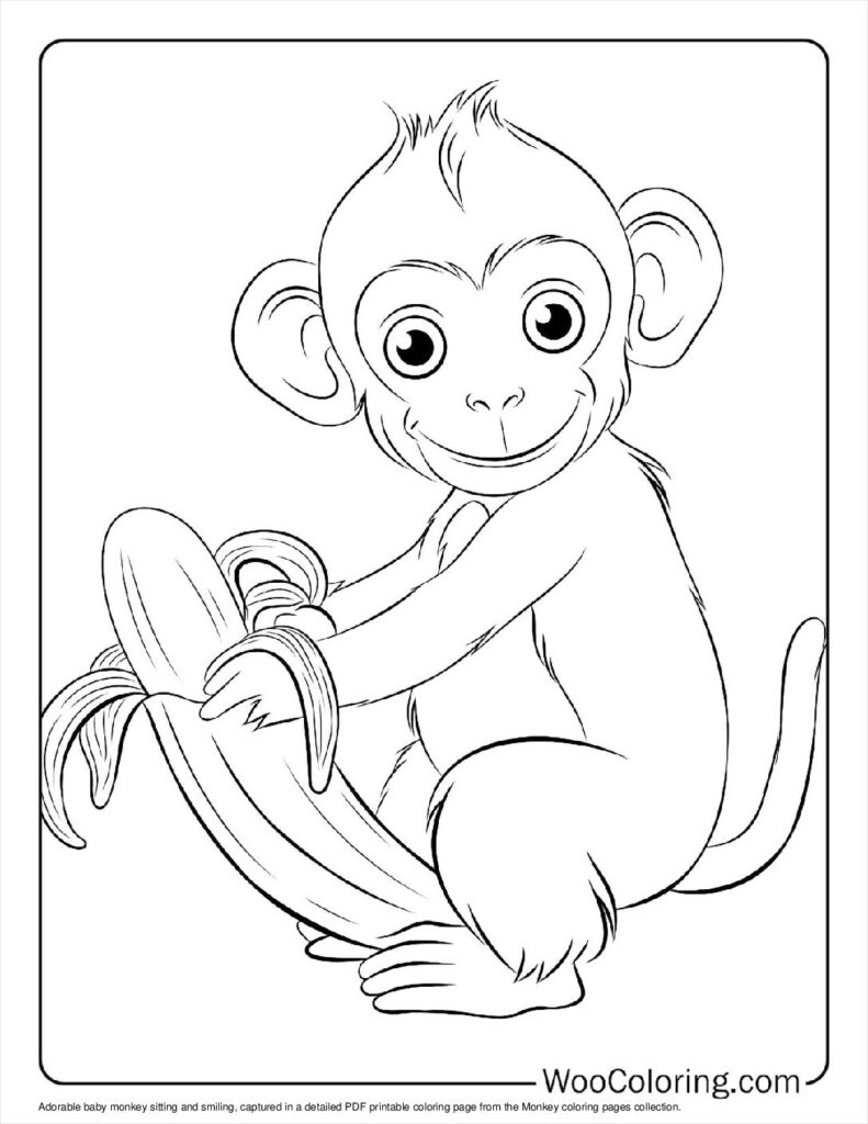 100  Monkey coloring pages  Free PDF To Print  - 25