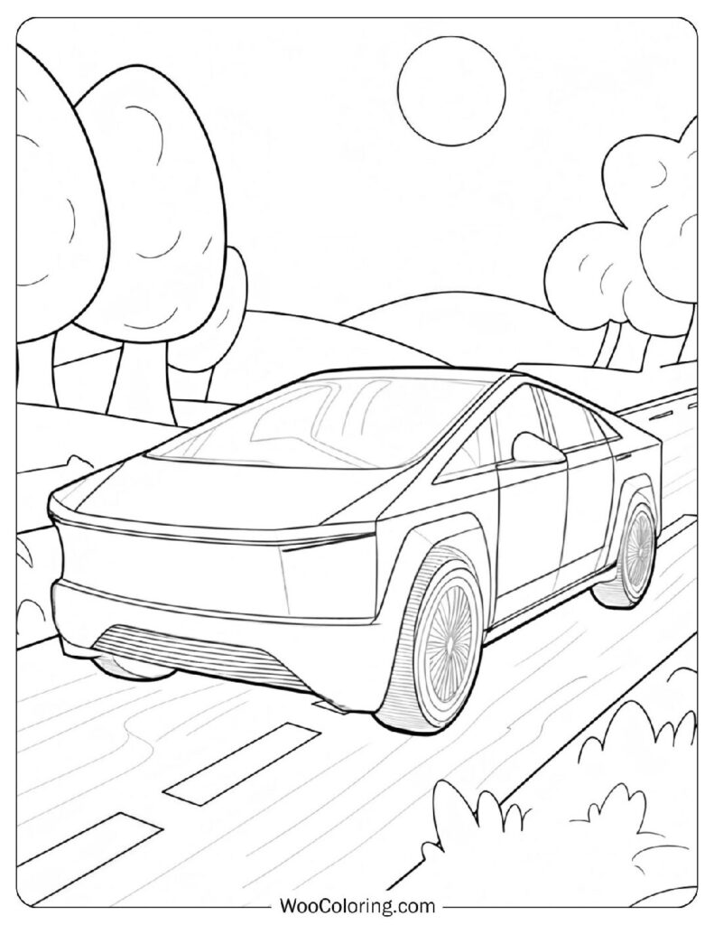 Cyber Truck Coloring Sheet – Futuristic Ride On The Freeway