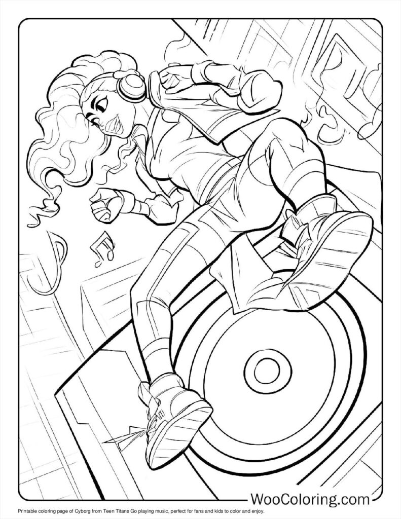 Cyborg's Music Power Coloring In For Kids