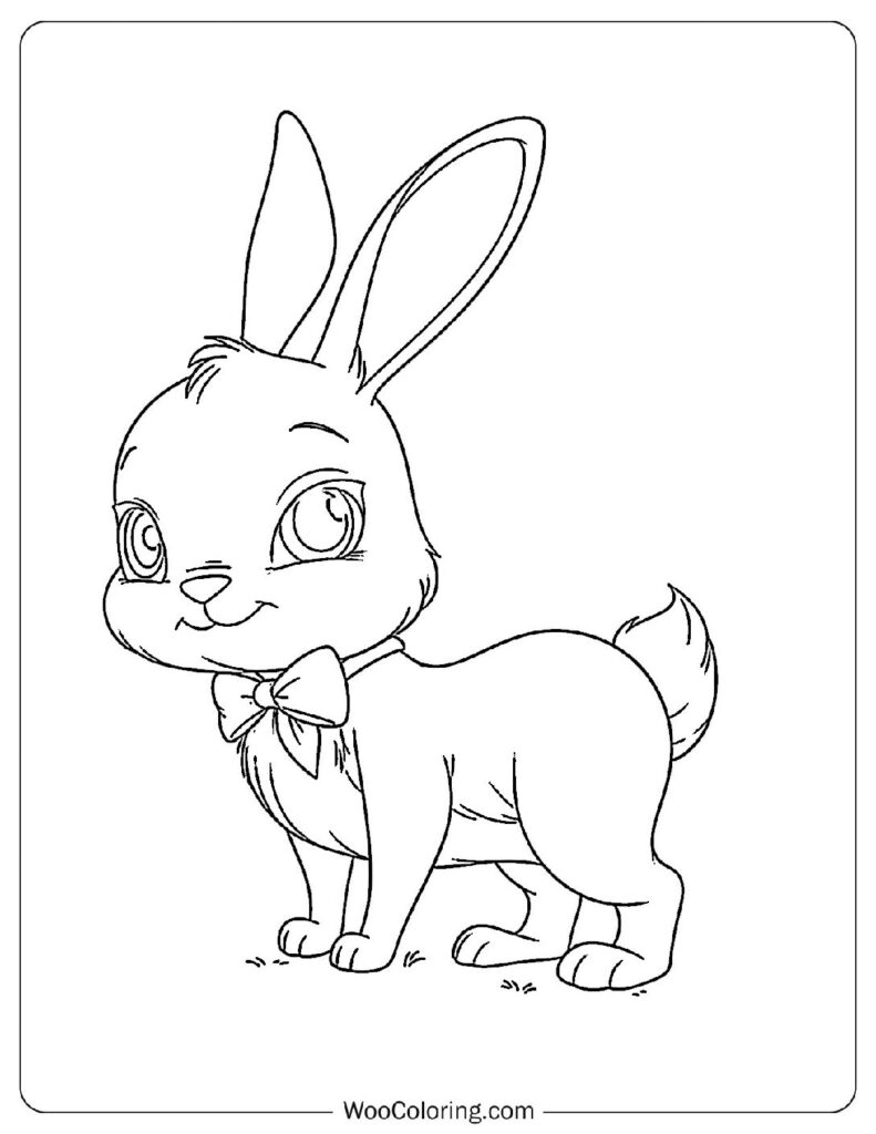 Dapper Chibi Rabbit Coloring In For Kids