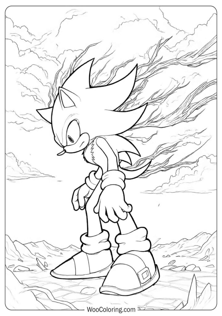 Dark Sonic Transformation captured in a powerful pose bursting with stormy energy and dramatic effects