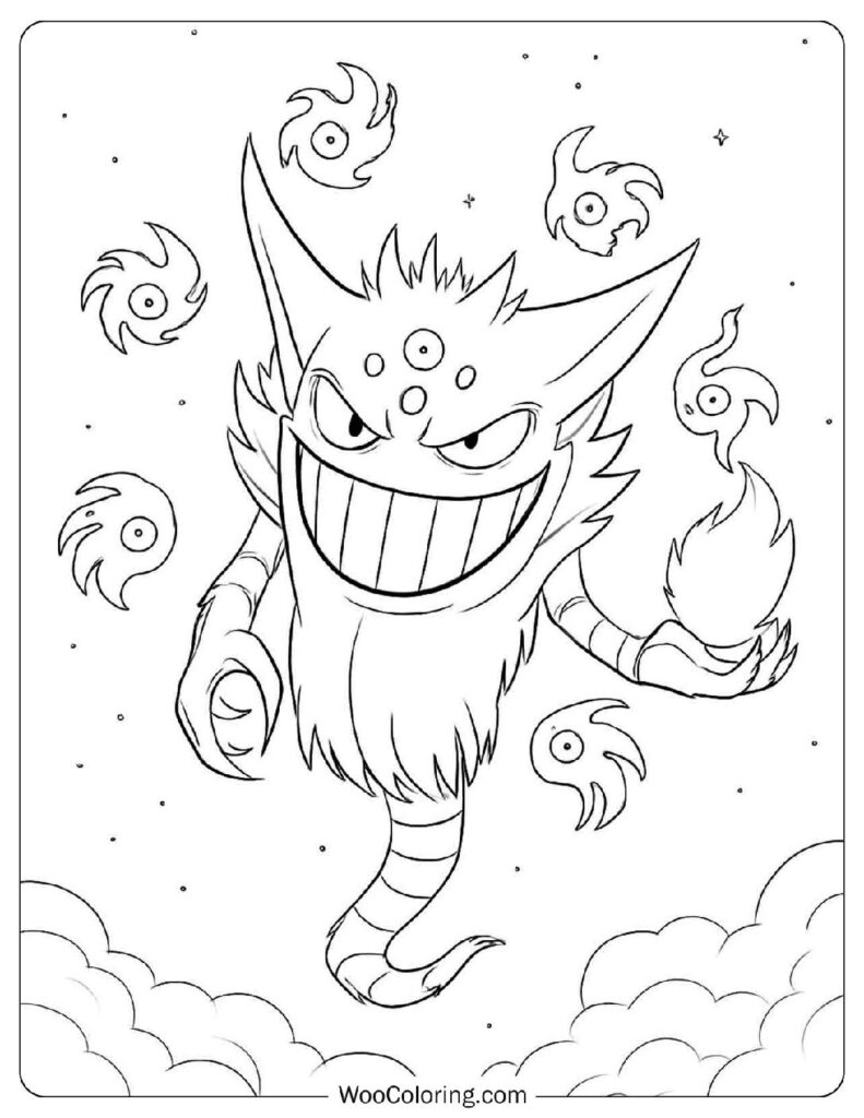 Dark Spirit Mega Gengar Pokémon Holding a Flame