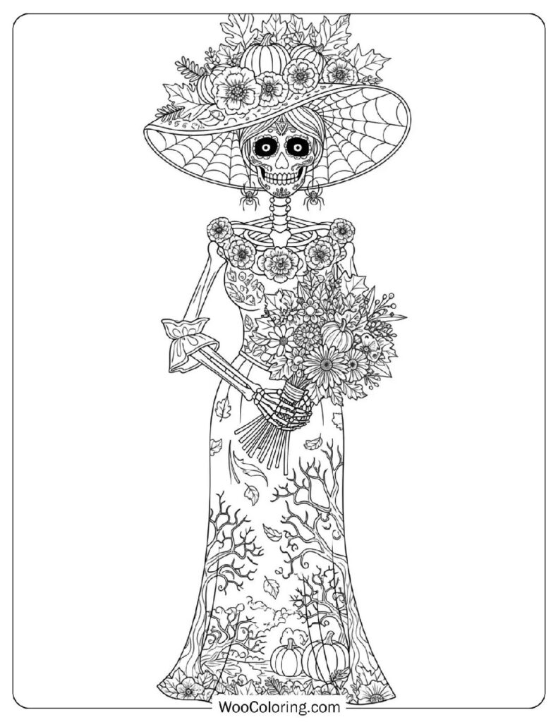 Day of the Dead Catrina coloring page