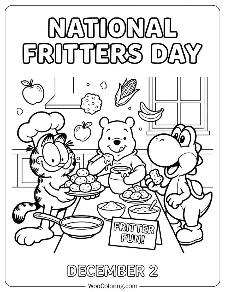December 2 – National Fritters Day Coloring Sheet