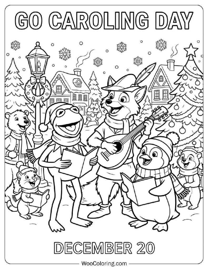 December 20 – Go Caroling Day Coloring Page