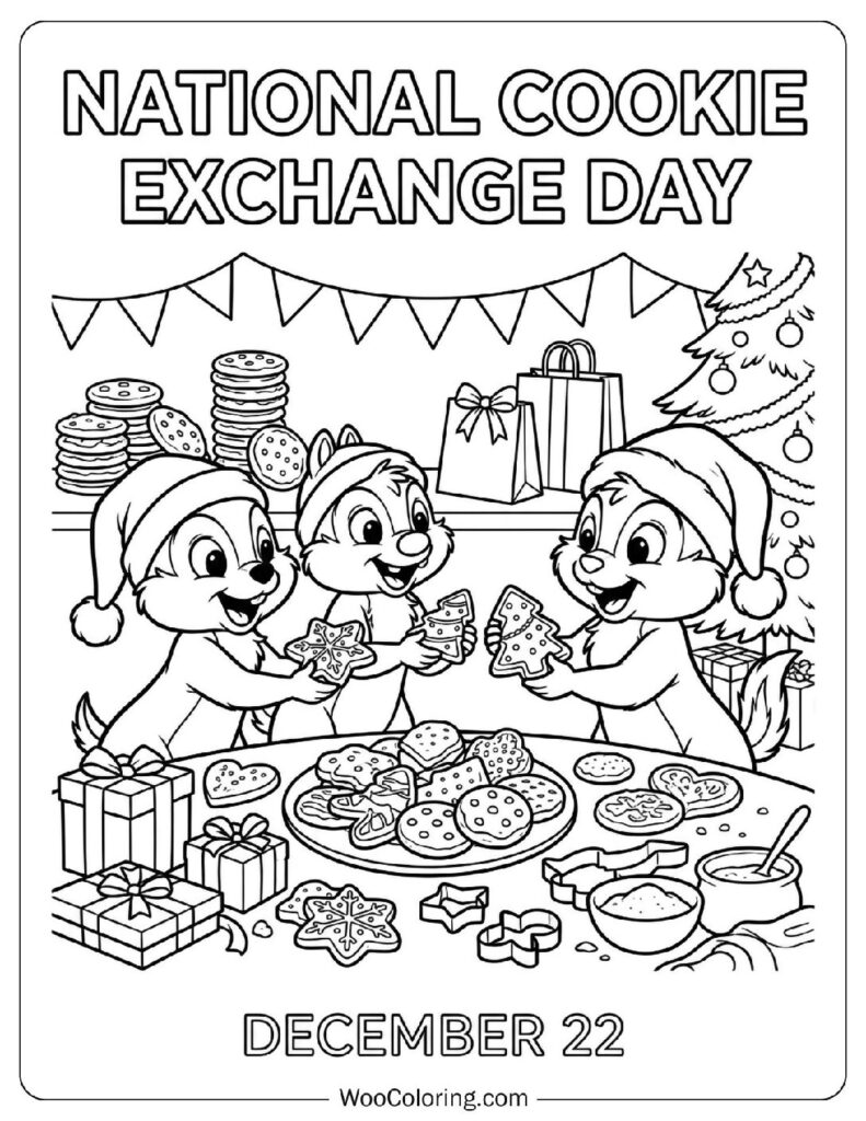 December 22 – National Cookie Exchange Day Coloring Sheet