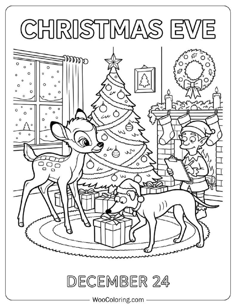 December 24 – Christmas Eve Coloring Sheet for Kids