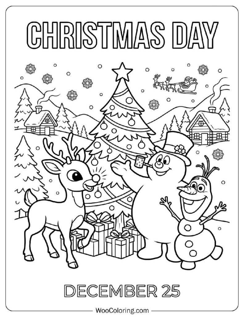 December 25 – Christmas Day Coloring Page for Preschoolers