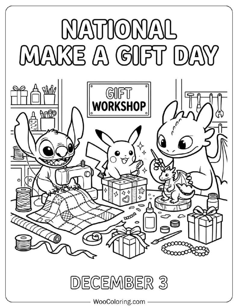 December 3 – National Make a Gift Day Coloring Page for Kids