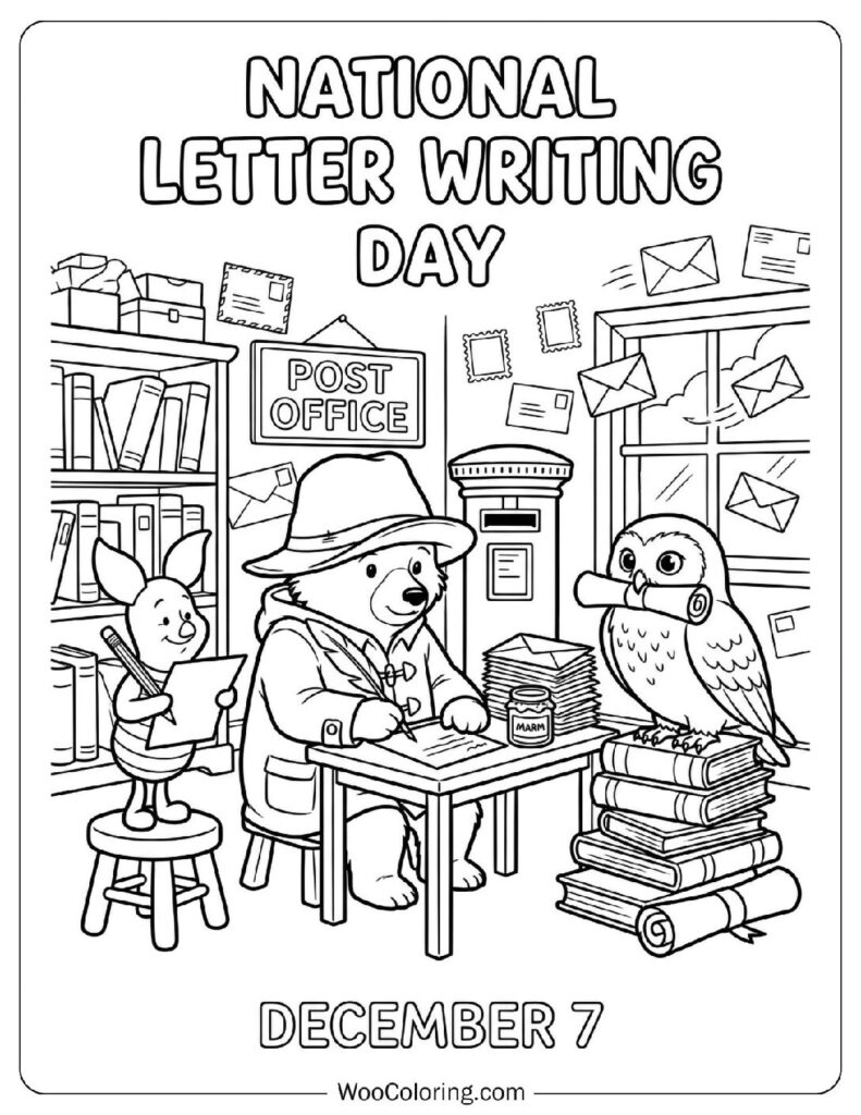 December 7 – National Letter Writing Day Picture to Color