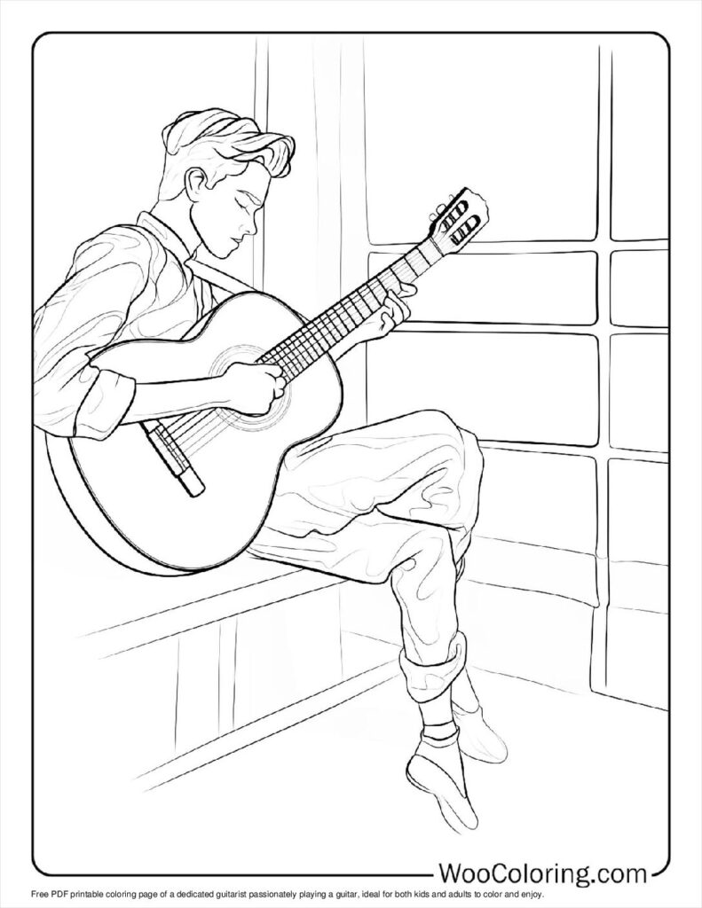 100  Guitar coloring pages  Free PDF To Print  - 58
