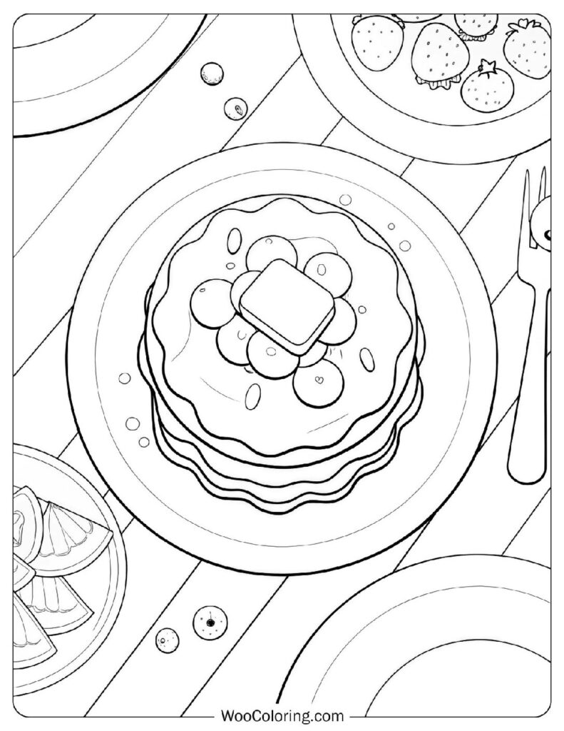 Food coloring page of Delicious Pancakes