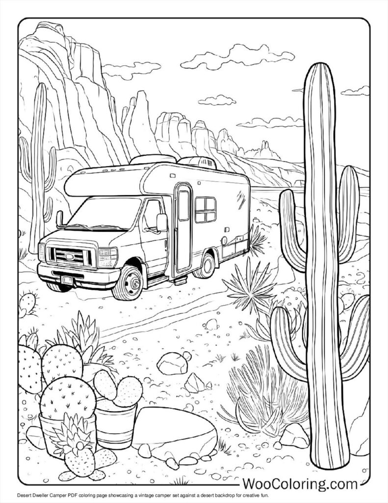100  Camper   RV coloring pages  Free PDF To Print  - 19