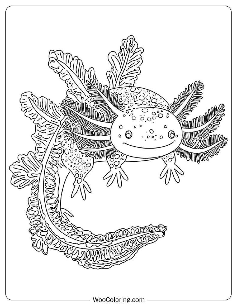 Detailed Axolotl To Color
