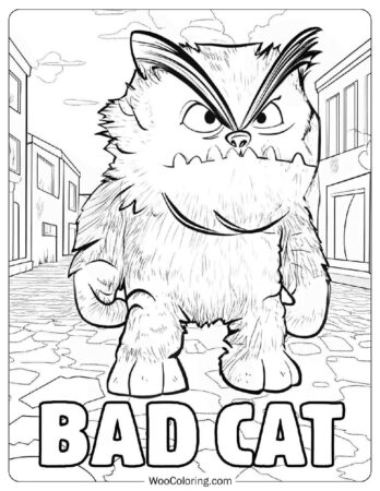 Detailed Bad Cat for Teens Coloring Page