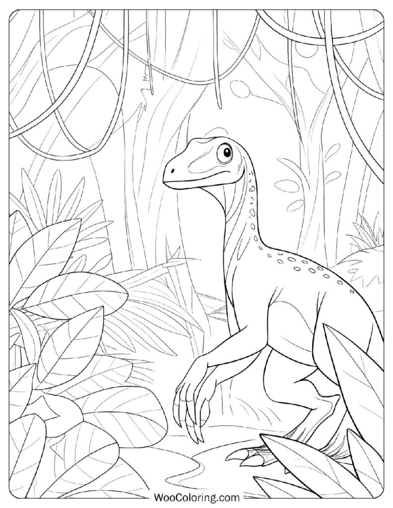 Detailed Blue Velociraptor’s Jungle Chase