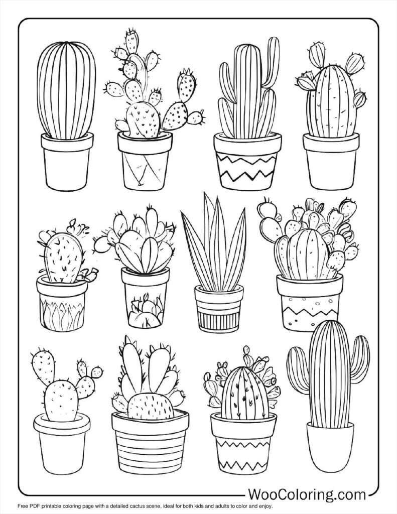 100  Cactus coloring pages  Free PDF To Print  - 88