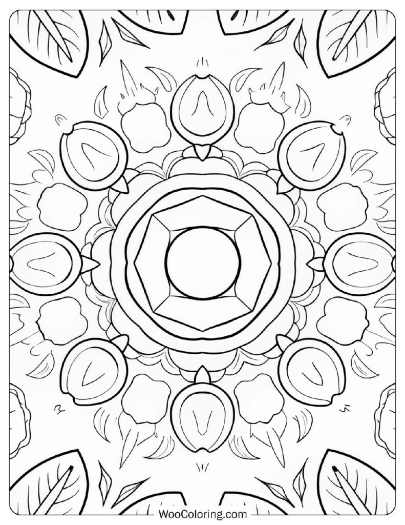 Detailed Coconut Mandala Inspired By Tropical Islands For Kids' Coloring