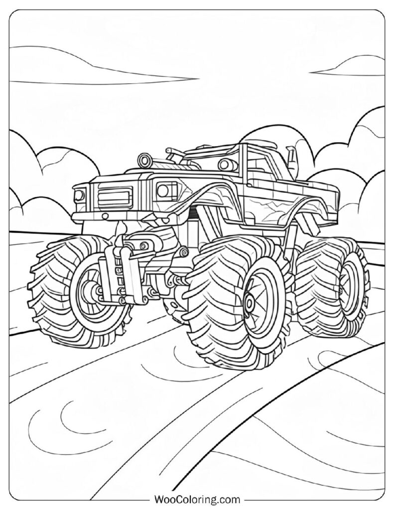Massive Lego Monster Truck in a Detailed Design with Oversized Tires and Realistic Frame