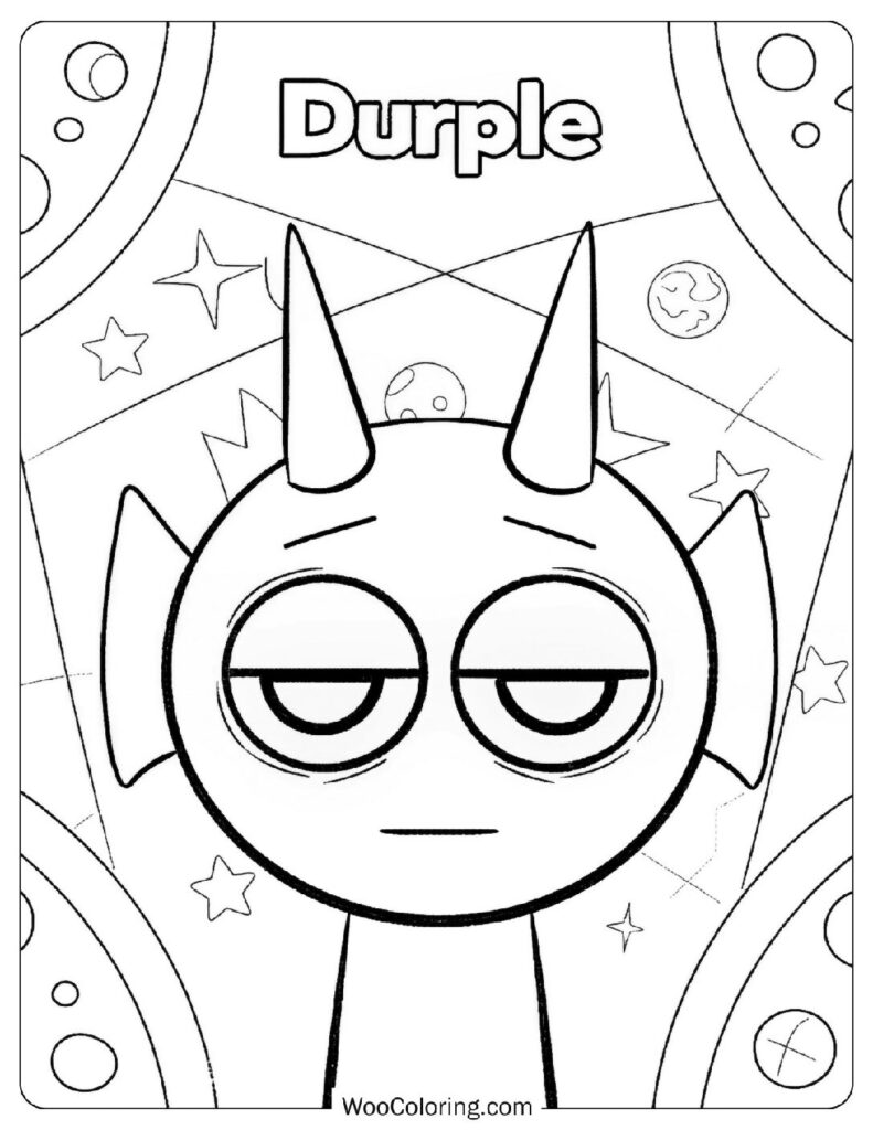 Detailed Coloring Page Of Sprunki Purple (Durple)