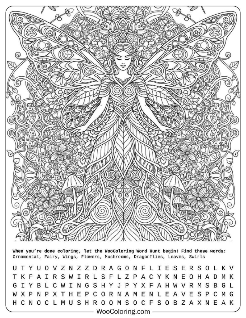Detailed Fairy Coloring Page