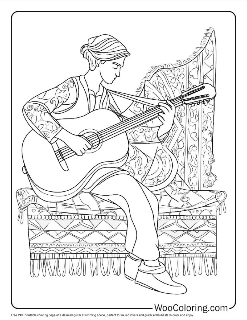 100  Guitar coloring pages  Free PDF To Print  - 37