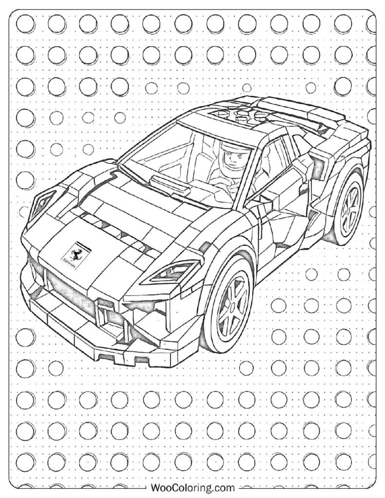 Detailed LEGO Speed Champions Ferrari F8 Tributo Coloring Sheet