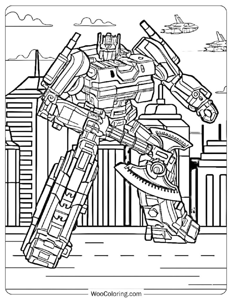 Detailed Optimus Prime Transformer Robot With Battle Axe